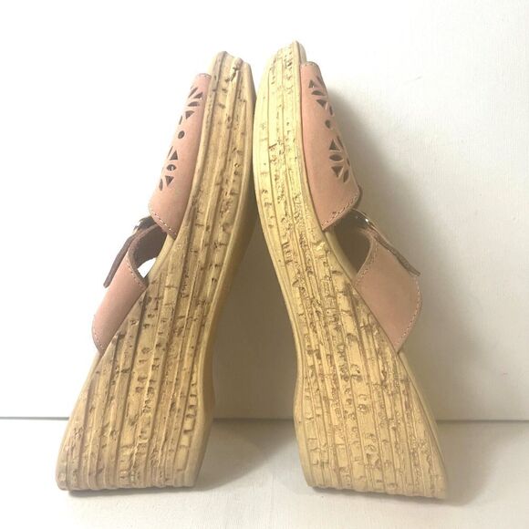 Spring Step Sandals Women's EU 40 US 9.5 Wedge Blush Cutout Leather Slip On Mule - Picture 5 of 11